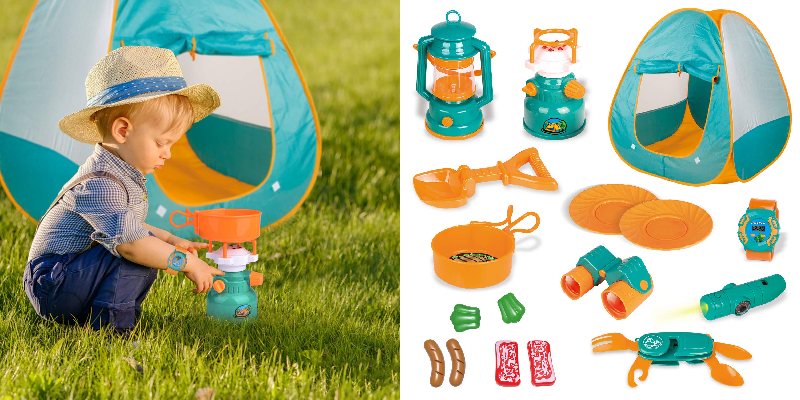 Kids Pop-up Play Tent with Pretend Camping Gear